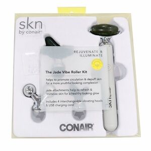 Conair 4 Piece SKN Jade Vibe Roller Kit - 4 Interchangeable Vibrating Heads NIB